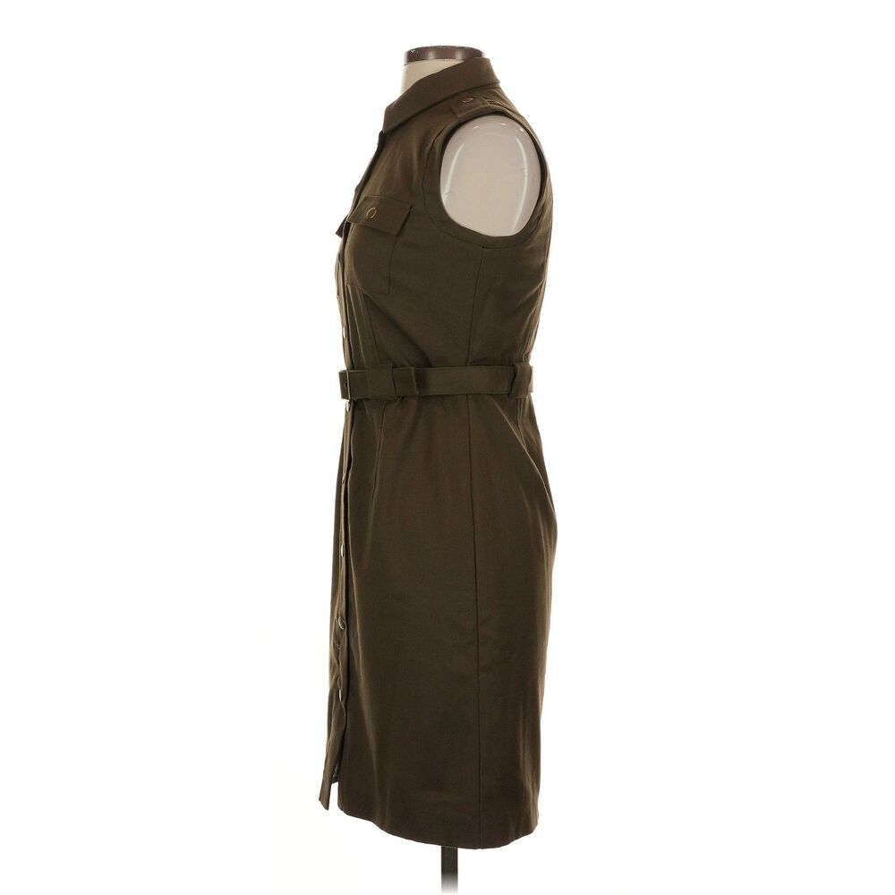 Banana Republic Factory Olive Green Utility Midi Dress Sleeveless Belted Size 4 - Picture 5 of 6